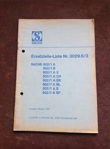 Lista de piezas de repuesto originales Sachs Motor 502/1 Hercules Rabeneick Rixe Miele 01 1970 - Imagen 1 de 2
