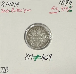 INDE BRITANNIQUE - 2 ANNA 1874 - Monnaie en Argent // Qualité : TTB - Foto 1 di 2