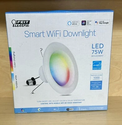 Feit Electric LEDR6/RGBW/AG 6 inch RGBW 1000 Lumens Smart Recessed Downlight NEW - Image 1 of 4