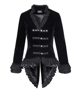 Womens Velvet Victorian Steampunk Gothic Dressage Tailcoat Corset Back Jacket - Picture 1 of 2