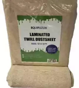 5 X POLY BACKED LAMINATED 12FT X 9FT 100% WATERPROOF COTTON DUST SHEETS - Picture 1 of 11