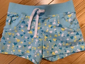OLD NAVY Soft Blue Elastic Waist SHORTS Sz 4T Toddler Heart & Flower Print - Picture 1 of 5