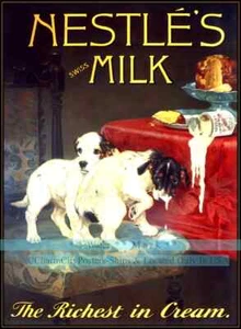 Nestles Milk Jack Russell Terrier Puppies Rich Milk Cream PRINT POSTER 1900 - Picture 1 of 4