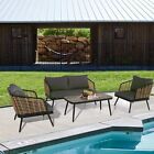 4 Pieces Patio Porch Furniture Garden Pe Rattan Wicker Chairs With Table Sets Us