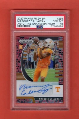 MARQUEZ CALLAWAY 2020 PANINI PRIZM DRAFT SNAKESKIN AUTO SP RC PSA 10 GEM SAINTS - Image 1 of 2