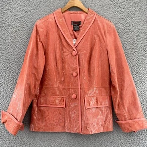Bradley Bayou Blazer Womens Medium Pink Leather Snake Croc Office QVC Career NWT - Picture 1 of 11