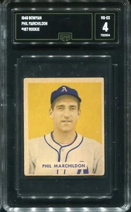 1949 Bowman #187 Phil Marchildon Philadelphia Athletics - Rookie - GMA 4 VG/Ex - Picture 1 of 2