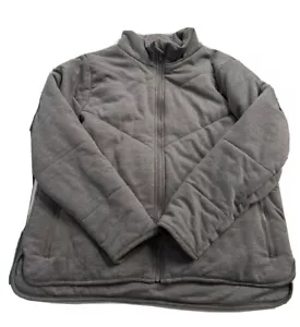 Three Dots Womens Large Quilted Step Hem Knit Jacket Gray LARGE Zipper RETURN - Picture 1 of 14