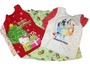 Kids Clothes Lot Bluey Sweatshirt Hello Kitty Long Sleeve Shirt Nightgown Sz 5/6 - Picture 1 of 16