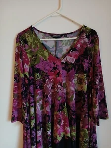 Nina Leonard Tunika Style Top geblümt Größe L 3/4 Ärmel  - Bild 1 von 12