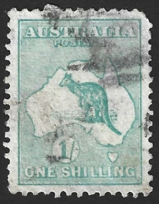 Austrália 1915 Canguru 1sh verde azul usado SG 28 £45 - Imagem 1 de 2