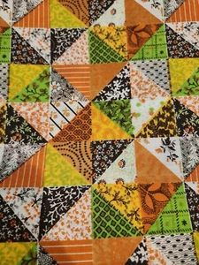  Faux Feed Sack Prints Pinwheel Cheater Quilt  180"x43" Vtg? Material - Picture 1 of 2