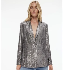 WITCHERY Silver Sequin Blazer Size 6 - BNWT- RRP $399 - EXTRA 10% off - Picture 1 of 6