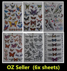6x TEMPORARY TATTOO Costume Party Body Art Fake tattoo Sticker 6x sheets #15 - Picture 1 of 1