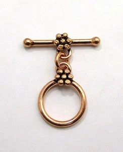 3 SET 15X25MM SOLID COPPER BALI TOGGLE CLASP ANTIQUE  COPPER 560 ATL-73 - Picture 1 of 3