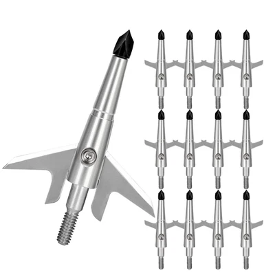 12/24x Tiro con Arco Cabezas Anchas 100 Granos 2" Diámetro Punta de Flecha de Caza Expandible 2 Hojas Foto 1 de 4