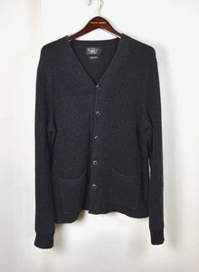 RRL Ralph Lauren Cardigan Sweater Thick Cotton Black Knit Men's XL Extra-Large - Picture 1 of 4