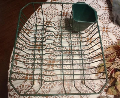 Rubbermaid винтажный блюдо дренаж зеленый проволоки с покрытием + посуда чашка - Изображение 1 из 4