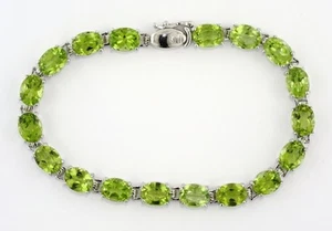 PERIDOT AND .925 SILVER BRACELET OUTSTANDING QUALITY, 50% OFF SALE, J34 - Picture 1 of 3