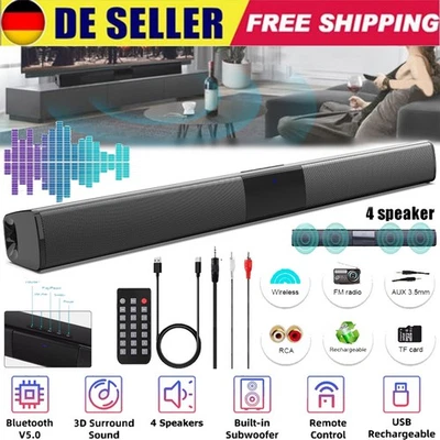 Bluetooth Soundbar Langes Stereo Kabelloser Heimkino Theater mit 4 Lautsprecher - Bild 1 von 4