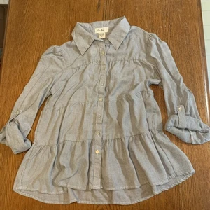 Love Notes Striped Peplum Cotton Gauze Shirt Women's Small Blue & White NWT - Picture 1 of 7