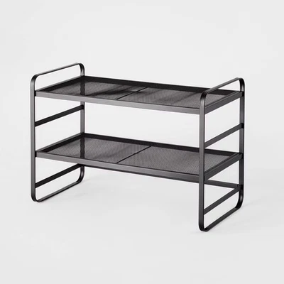 Brightroom Metal 2 Shelves Shoe Rack Adjustable Storage Display Black Mesh - Image 1 of 3