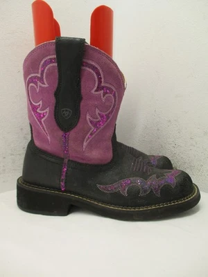Botas vaqueras Ariat Fatbaby 10015358 cuero negro púrpura para mujer talla 8,5 B Foto 1 de 4