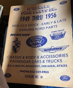 McDonald Ford Parts 1949 thru 1956 Catalog No. 2F Genuine Ford Parts PB 1986 GUC - Picture 1 of 6
