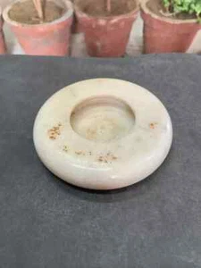 Vintage Hand Carved Round Onyx Marble Stone Ashtray Cigarette Smoking Ashtray - Picture 1 of 11