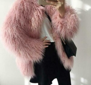 Blush Pink  Fur Sleeve Coat Ostrich Feather Fluffy Jacket Wedding Bridal S- XL