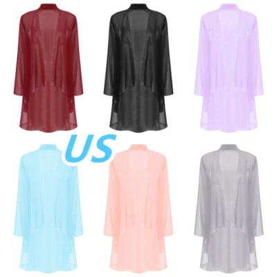 Mujeres Elegante Cárdigan de Gasa Manga Larga Bolero Encogerse de hombros Chaquetas Frente Abierto Foto 1 de 4