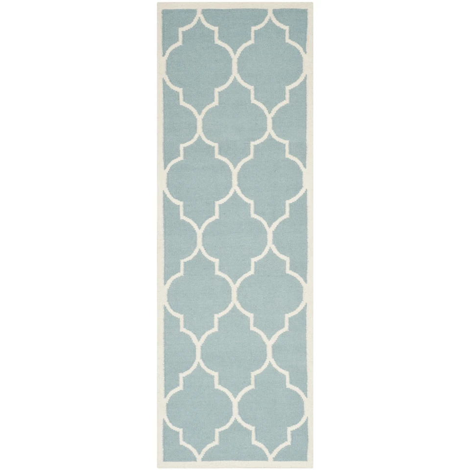 Safavieh Flat weave Wool Light Blue/ Ivory 2' 6 x 8' Runner - Image 1 of 1