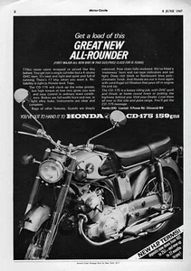 Honda CD-175 Motorrad 1967 "Holen Sie sich eine Ladung davon" original britische Anzeige - Bild 1 von 1
