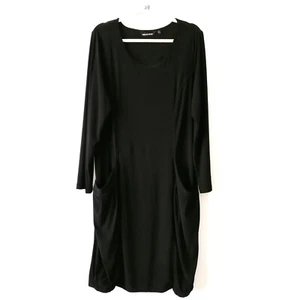 Nina Leonard Womens Black Long Sleeve Round Neck Side Pockets Lux Dress Size 1X - Picture 1 of 7