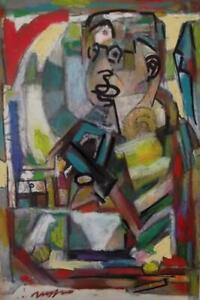 WALTER FIRPO 1903-2002 Matisse & Gleizes Friend Cubist Mixed Media Painting 1970