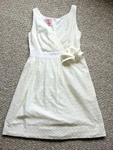 OFF WHITE Abito corto donna PHOEBE COUTURE 2 avorio bianco sporco pizzo cocktail matrimonio formale