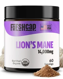 FreshCap Lions Mane Supplement Powder 14000mg - Lions Mane Mushroom Lions Man... - Picture 1 of 8