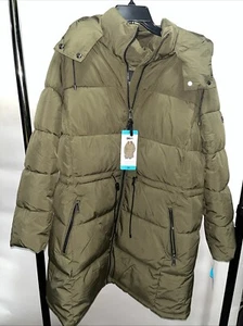 New Designer DKNY JEANS WOMEN'S PARKA HOODED Soranı Auro Insulated Green Sz 2XL - Picture 1 of 4
