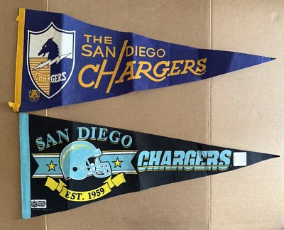 Vintage San Diego Chargers Pennants CREASED FOLDED IN STORAGE 2 Pennants - Image 1 of 4