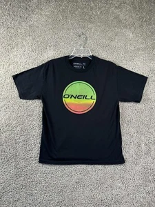 Oneill Shirt Boys Large Black Green Logo Short Sleeve Cotton Blend Casual Kids - Picture 1 of 9