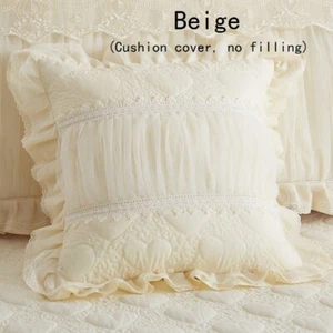 2PCS 45cm Cushion Covers Princess Lace Ruffle Square Zip Pillowcases Sofa Decor - Picture 1 of 15