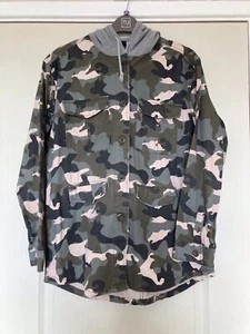 Divided Camouflage Khaki Jacket With Grey Jersey Hood Size 12 - Picture 1 of 8