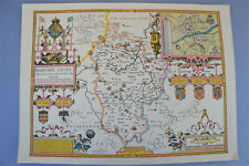 Vintage decorative sheet map of Bedfordshire John Speede 1610 town plan
