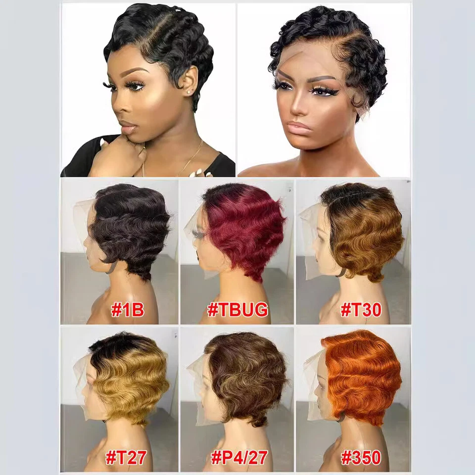 短手指波小精灵高光 13x4x1 蕾丝前 100% 人类头发假发 L 部件  — 第 1/4 张图片