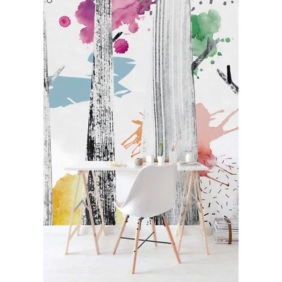 Papel pintado no tejido árboles abstractos bosque guardería habitación infantil bosque colorido Foto 1 de 4