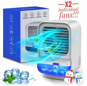 2- Personal Evaporative Mini Air Cooler Portable Evaporative AC Unit ice 3 speed - Picture 1 of 9
