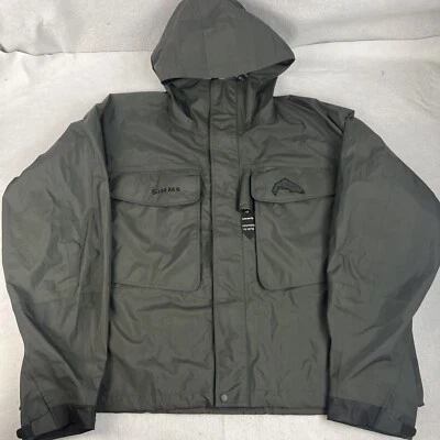 Simms Wading Jacket XXL Gunmetal Gray Hooded Zip Freestone - Image 1 of 4