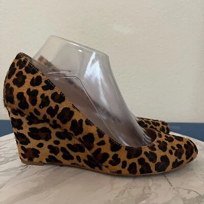 J. Crew Womens Leopard Pony Calf Hair Wedge Pump Heels Size 8.5 - Image 1 of 4