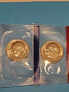 1987 p d 1987d 1987-d BU uncirculated Roosevelt dime mint set cello pair - Picture 1 of 2