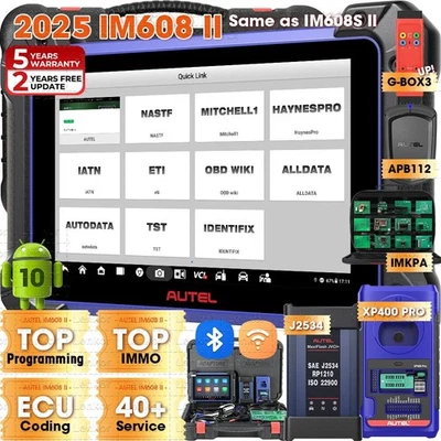 Autel IM608 PRO II IM608S II Programmation Clé scanners OBD2 GBOX3 APB112 IMKPA - Image 1 of 4